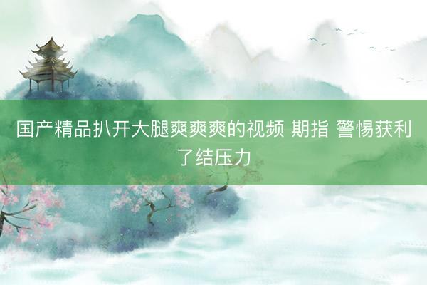 国产精品扒开大腿爽爽爽的视频 期指 警惕获利了结压力