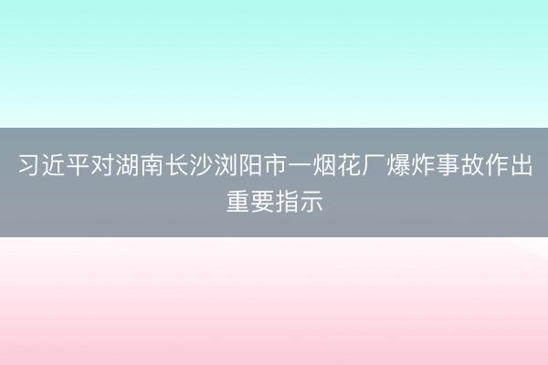习近平对湖南长沙浏阳市一烟花厂爆炸事故作出重要指示