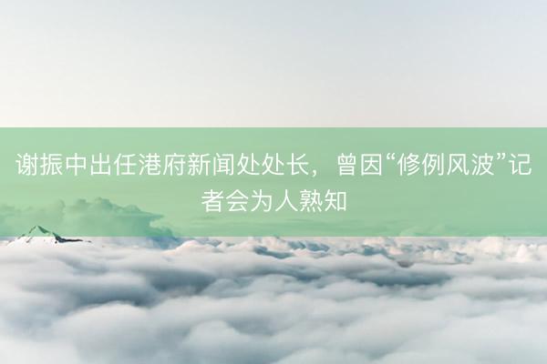 谢振中出任港府新闻处处长，曾因“修例风波”记者会为人熟知