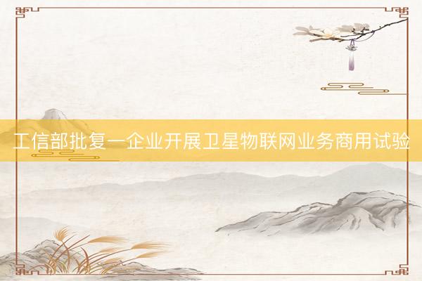 工信部批复一企业开展卫星物联网业务商用试验