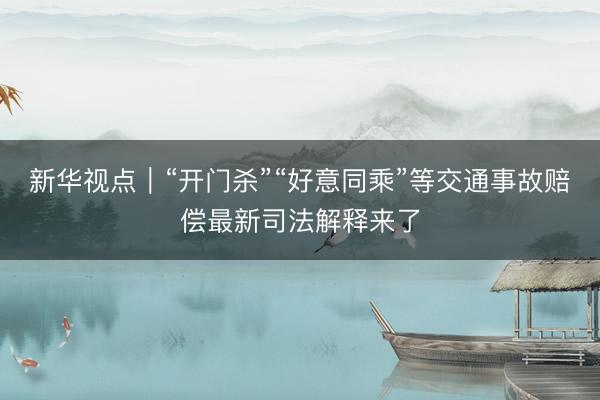 新华视点｜“开门杀”“好意同乘”等交通事故赔偿最新司法解释来了