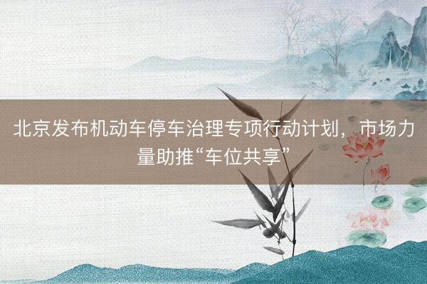 北京发布机动车停车治理专项行动计划，市场力量助推“车位共享”