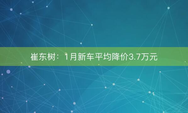 崔东树：1月新车平均降价3.7万元