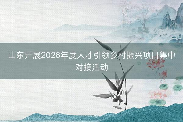 山东开展2026年度人才引领乡村振兴项目集中对接活动