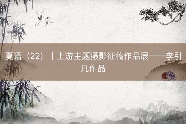 夏语（22）｜上游主题摄影征稿作品展——李引凡作品