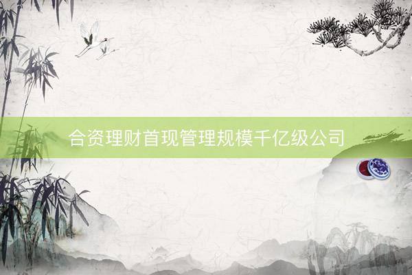 合资理财首现管理规模千亿级公司
