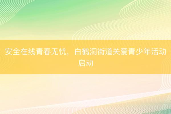 安全在线青春无忧,白鹤洞街道关爱青少年活动启动