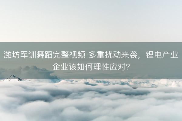 潍坊军训舞蹈完整视频 多重扰动来袭,锂电产业企业该如何理性应对?