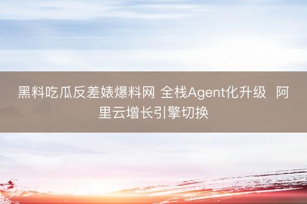 黑料吃瓜反差婊爆料网 全栈Agent化升级  阿里云增长引擎切换