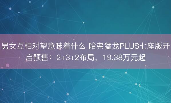 男女互相对望意味着什么 哈弗猛龙PLUS七座版开启预售：2+3+2布局，19.38万元起