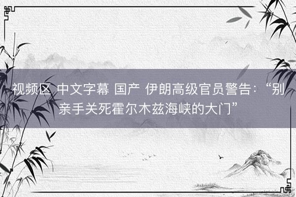视频区 中文字幕 国产 伊朗高级官员警告：“别亲手关死霍尔木兹海峡的大门”