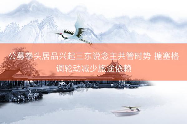公募拳头居品兴起三东说念主共管时势 搪塞格调轮动减少旅途依赖