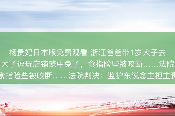 杨贵妃日本版免费观看 浙江爸爸带1岁犬子去菜场买菜，惨案发生！犬子逗玩店铺笼中兔子，食指险些被咬断……法院判决：监护东说念主担主责