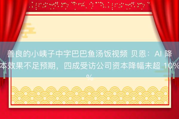 善良的小峓子中字巴巴鱼汤饭视频 贝恩：AI 降本效果不足预期，四成受访公司资本降幅未超 10%