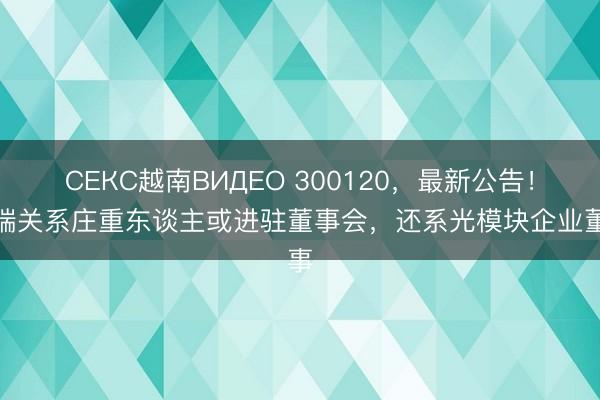 СЕКС越南ВИДЕО 300120，最新公告！祥瑞关系庄重东谈主或进驻董事会，还系光模块企业董事
