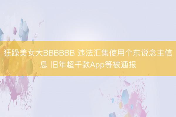 狂躁美女大BBBBBB 违法汇集使用个东说念主信息 旧年超千款App等被通报