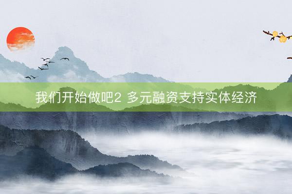 我们开始做吧2 多元融资支持实体经济