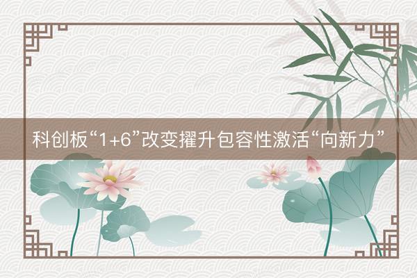 科创板“1+6”改变擢升包容性激活“向新力”