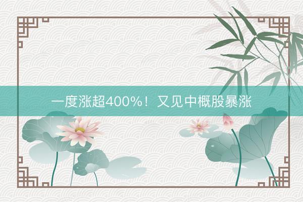一度涨超400%！又见中概股暴涨