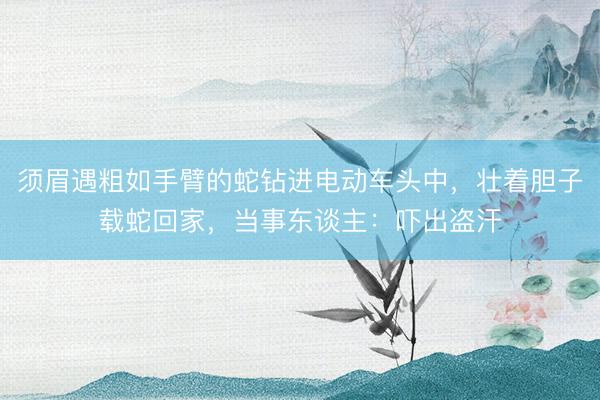 须眉遇粗如手臂的蛇钻进电动车头中，壮着胆子载蛇回家，当事东谈主：吓出盗汗